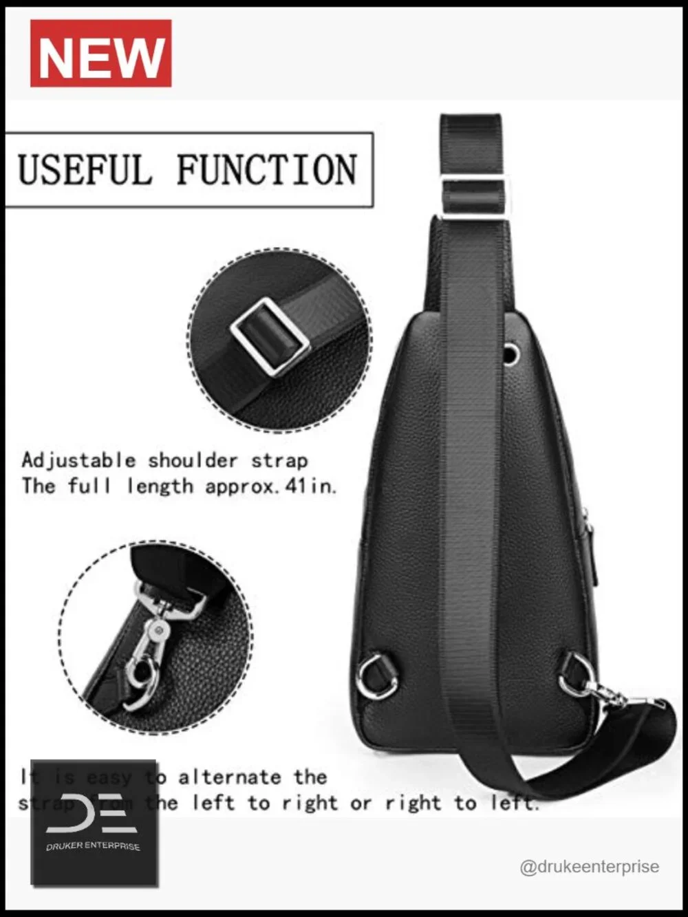 PU Leather Sling Backpack Crossbody Shoulder Bag Travel Daypack